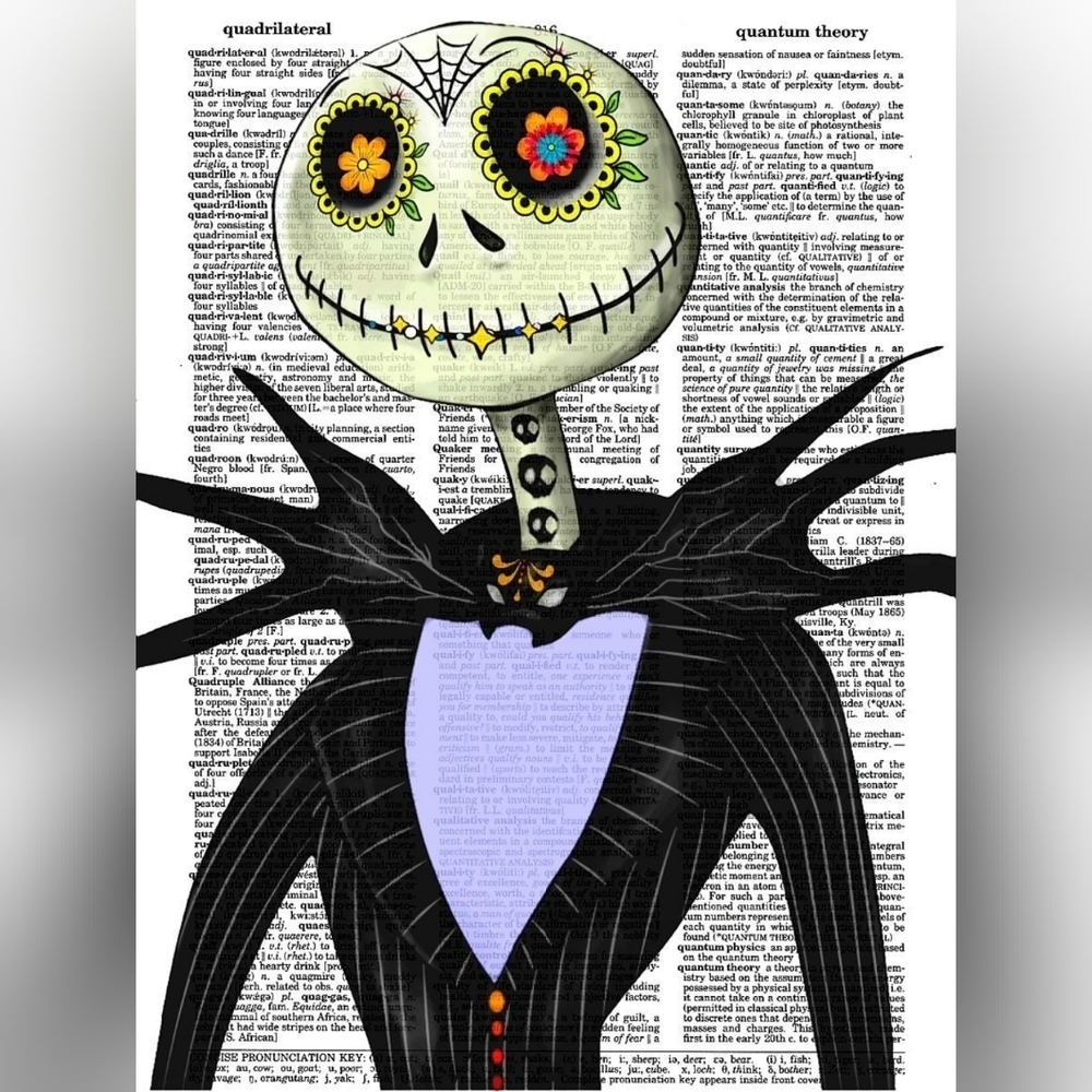 Nightmare Before Christmas Corpse Bride Tim Burton Dictionary Art Print Bundle - Picture 4 of 7